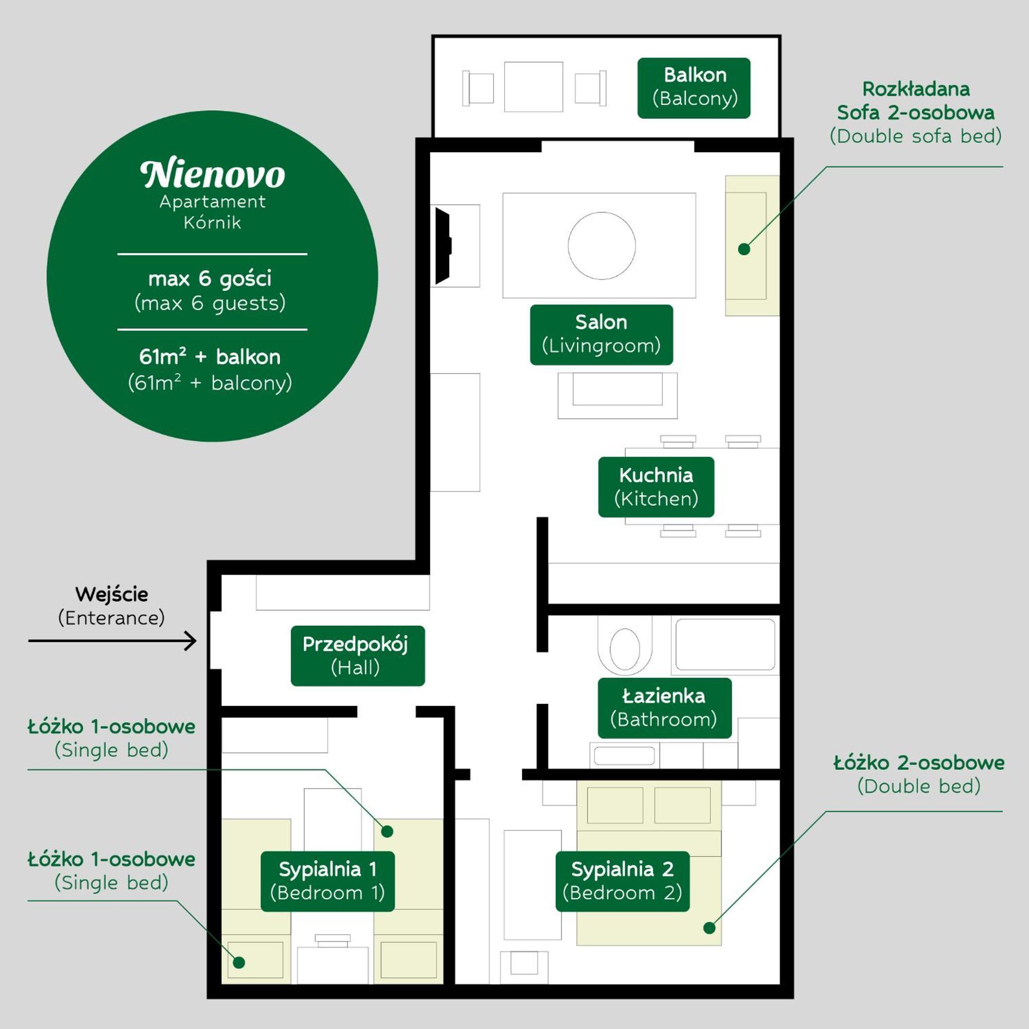 Nienovo - Apartament Kornik Niedaleko Jeziora I Widok Na Arboretum Ngoại thất bức ảnh